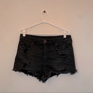 Black American Eagle Ripped Shorts